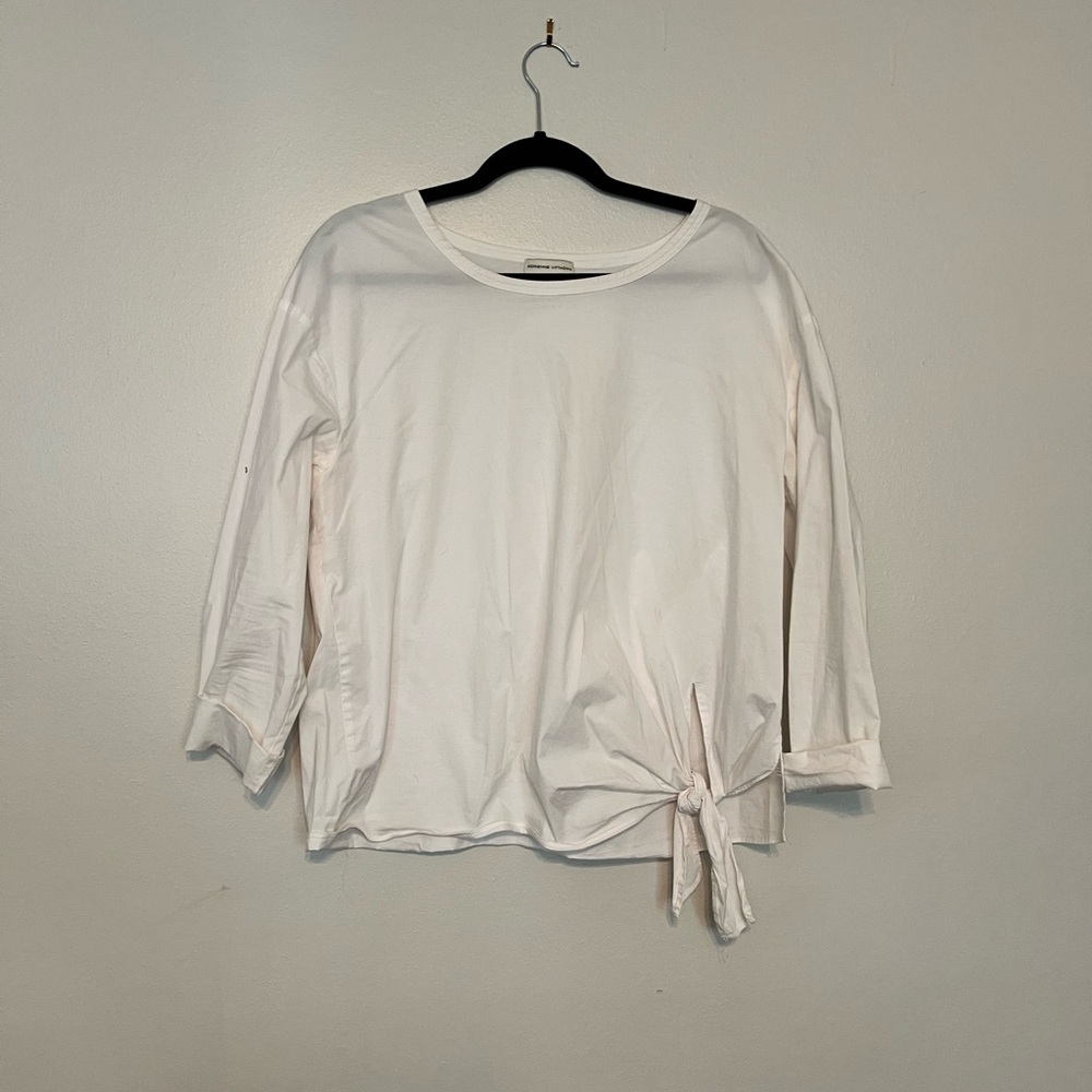 White Tie-Front Women's Top